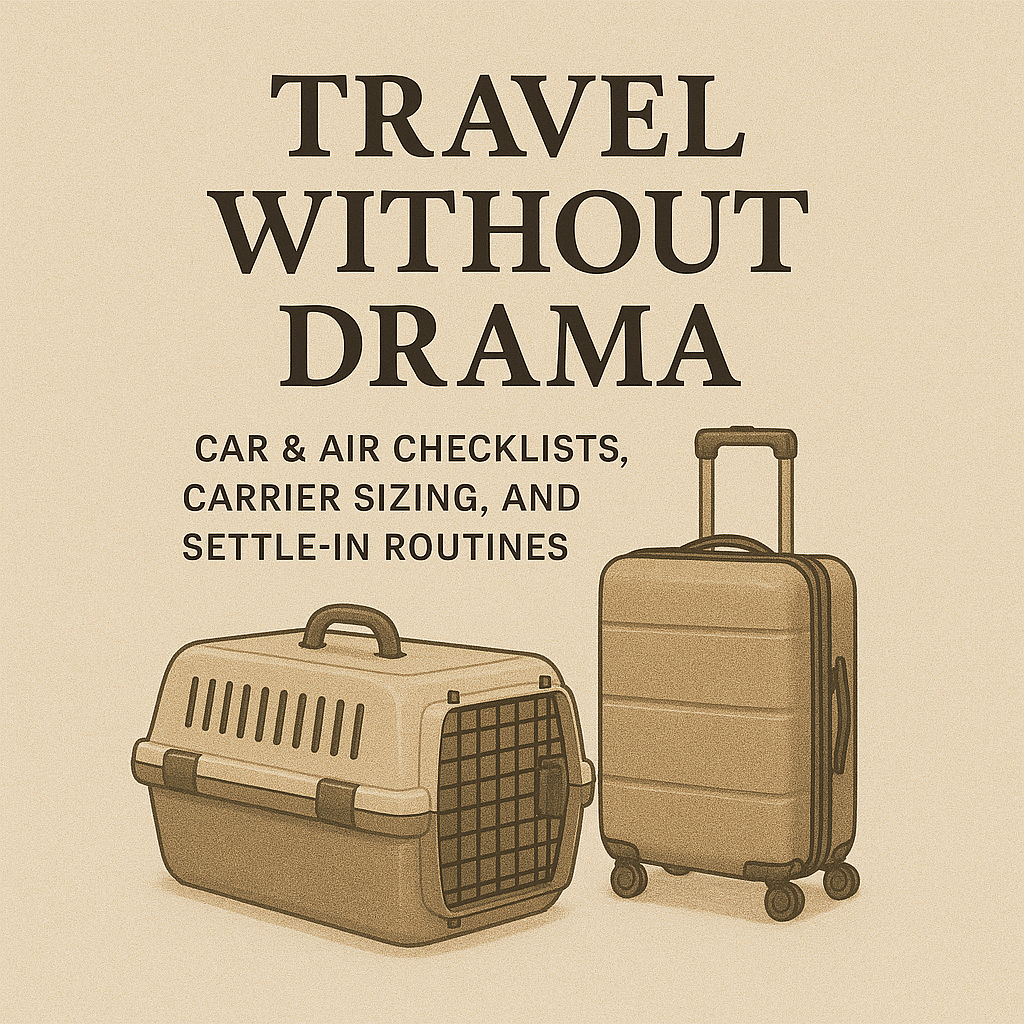 Travel Without Drama: Car & Air Checklists, Carrier Sizing, and Settle-In Routines