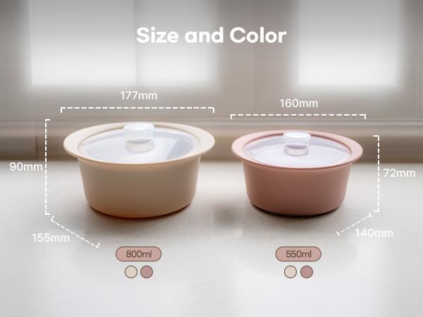 Microwave Silicone Steamer for Baby Food, Made In Korea, Oven & Dishwasher Safe to 482°F, Easy Clean, Microwave Pot with Handle & Lid, 100% Food Grade Steamer Bowl (Terracotta Rose, 19oz (550ml))