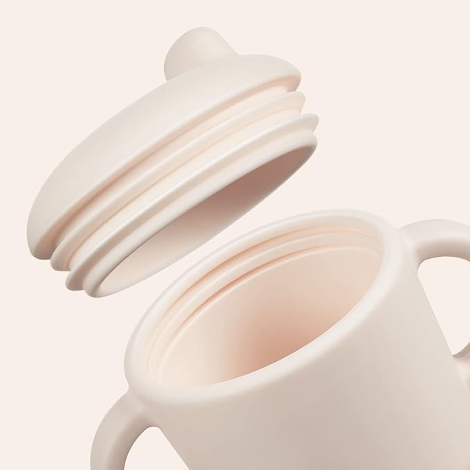 6 Months+ Sippy Cups with Handles,Small Silicone Sippy Cups Leak Proof 5oz,No Spill Sippy cups for Toddlers (Soft Lilac)