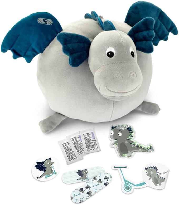 Plush First Aid Kit for Home - Aid Kit for Kids - Toddler First Aid Kit β Mini Emergency First Aid Classroom β Mr. Lizarbocker Dragon Plush Bag