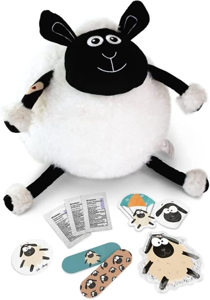 Plush First Aid for Home - Aid Kit for Kids - Toddler First Aid Kit - Mini Boo Boo Kit β Emergency First Aid Kit Classroom β Arlo Sheep Plush Bag