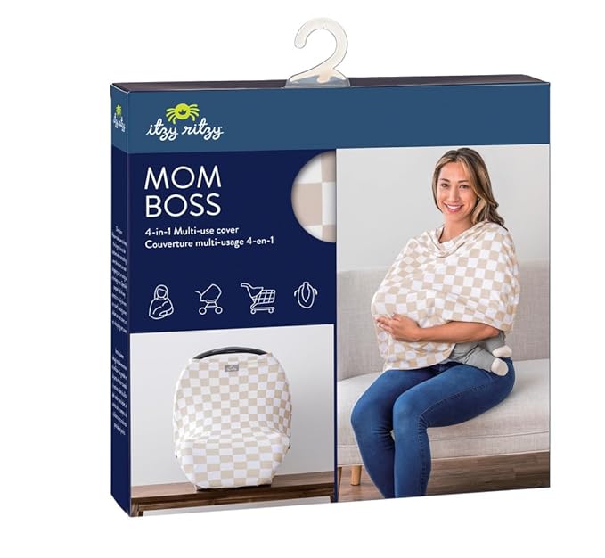 Itzy Ritzy 4-in-1 Nursing Cover, Car Seat Cover, Shopping Cart Cover & Infinity Scarf – Breathable, Multi-Use Nursing Cover Up for Breastfeeding, Carseat Canopy & Stroller Cover (Checkerboard)