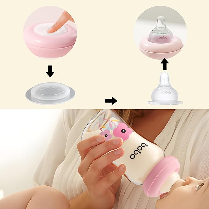 YOHKOH Glass Breast Milk Storage Bottles - 100% Leak-Proof, BPA-Free Breastmilk Storage Containers, Freezer & Dishwasher Safe, Ideal for Nursing Mothers (Red, 5.4oz (Pack of 6))