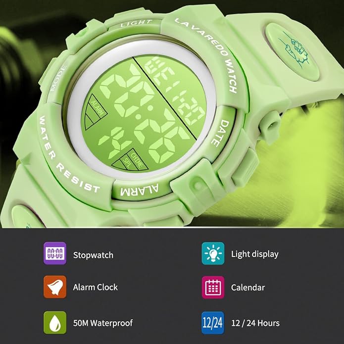 Kids Watch,Boys Watch for 3-15 Year Old Boys,Digital Sport Outdoor Multifunctional Chronograph LED 50 M Waterproof Alarm Calendar Analog Watch for Children with Silicone Band,Kids Gift