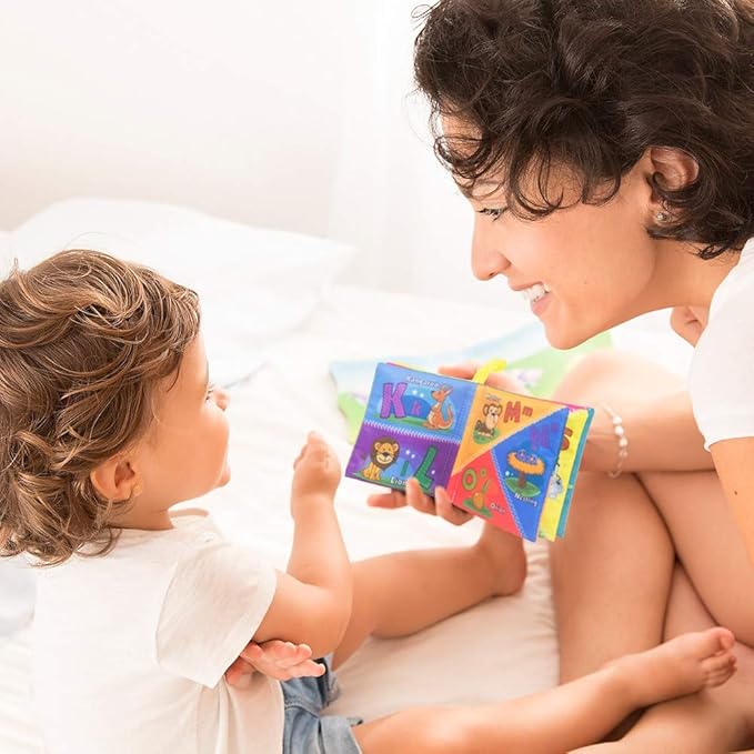8PCS Baby Bath Books Set with Crinkle Sound, Soft Sensory Early Learning Toys for Newborns & Infants, Washable Teething Educational Activity Toy 