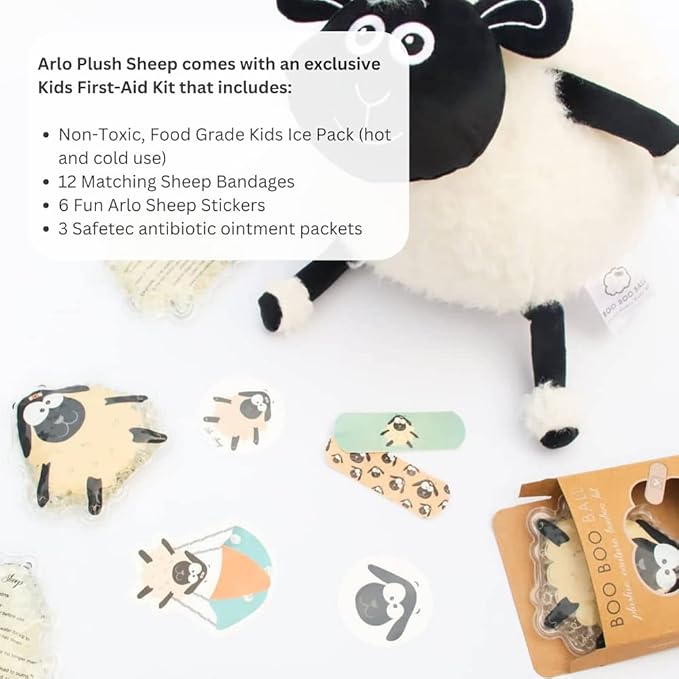 Plush First Aid for Home - Aid Kit for Kids - Toddler First Aid Kit - Mini Boo Boo Kit β Emergency First Aid Kit Classroom β Arlo Sheep Plush Bag