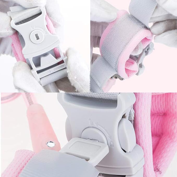 Anti Lost Wrist Link (8.2ft), Socub Breathable Toddler Leash Wrist for Child Safety, Wrist Link for Kids with Key Lock, Pink