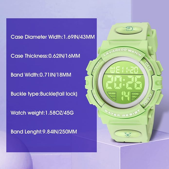 Kids Watch,Boys Watch for 3-15 Year Old Boys,Digital Sport Outdoor Multifunctional Chronograph LED 50 M Waterproof Alarm Calendar Analog Watch for Children with Silicone Band,Kids Gift