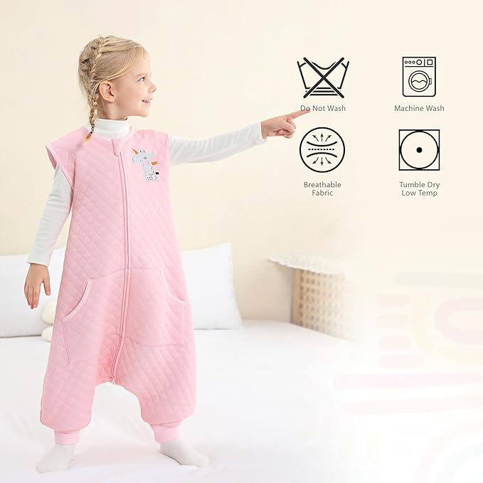 Baby Toddler Sleep Sack with Feet 2.5 TOG Winter, Wearable Blanket with Legs, Toddler Sleeping Sack Long Sleeve (Pink, 2T-3T)