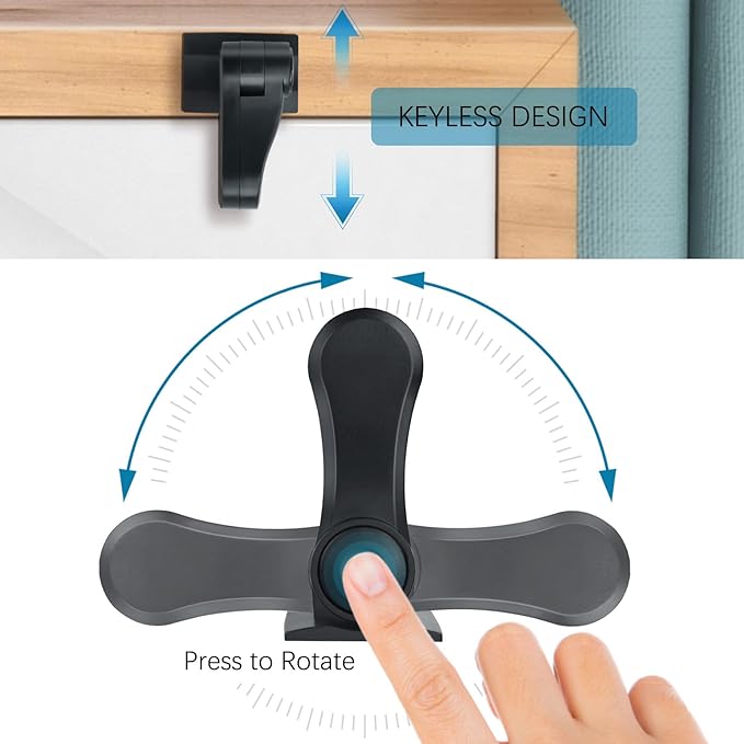 Child Proof Door Lever Lock - 4 Pack - Door Locks for Kids Safety - Door Knob Child Proof - Baby Proofing 3M Adhesive - Door Handle Child Proof - Baby Safety Locks for Toddlers - Black