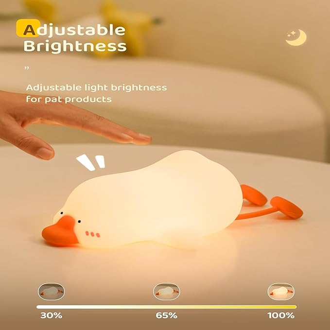 Big Goose Night Light,Squishy Silicone Kids Lamp, Dimmable 3-Gear Warm Light with Tap Control, BPA-Free Baby Cut LED Nightlight for Nursery Bedrooms Camping & Party Decor