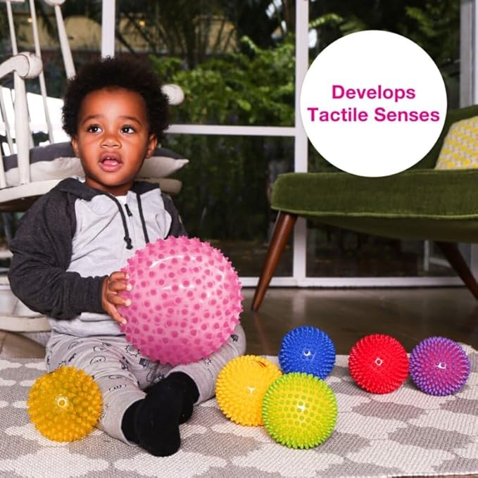 Edushape Original Sensory Ball - 7" Transparent Pink Baby Ball for Gross Motor Skills Development (6 Months & Up)