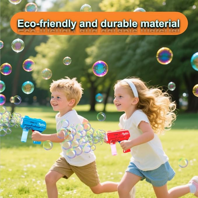 2 Pack Kids Bubble Gun,Automatic Light Up Bubble Machine with 2 Bottles Refill Solution,Bubble Guns Blaster for Toddlers,Outdoor Bubble Blowing Toys, Easter Basket Essentials,Party,Birthday Gifts