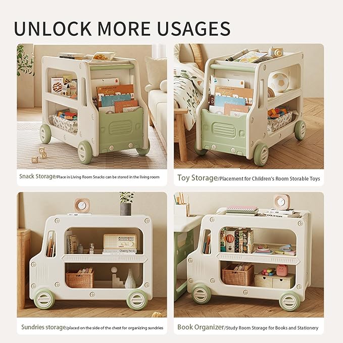 Toy Organizers And Storage For Kids, 2 Layers Toy Storage Cabinet Toys Organization Chest With Bins Multipurpose Toy Storage Box For Nursery, Playroom, Bedroom, Living Room(Green/No Blockes