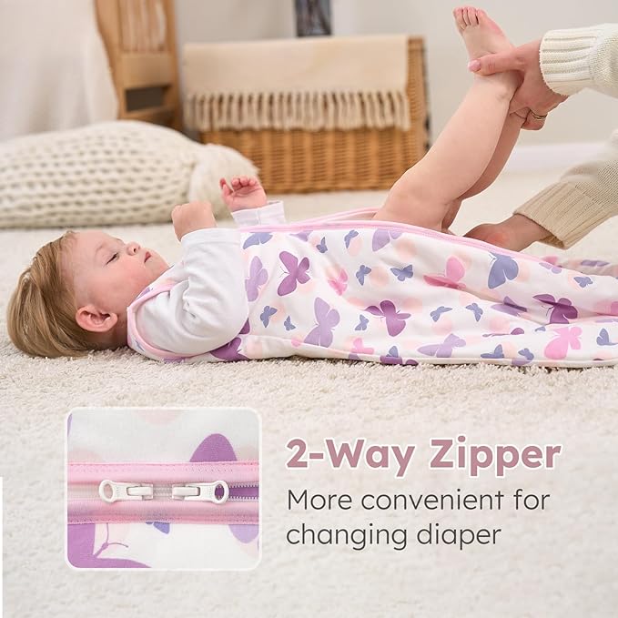 Yoofoss Baby Sleep Sack 12-18 Months, 1.5 Tog Baby Wearable Blanket with 2-Way Zipper, 100% Cotton Organic Fabric Winter Infant Sleeping Sack, Warm Soft Comfy