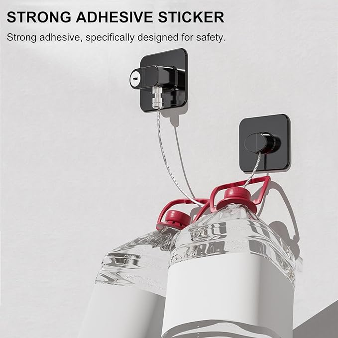 Fridge Lock (2 Pack),Refrigerator Lock with Keys,for Fridge, Cabinet Locks, Drawers, Dishwasher, Toilet and Child Safety Cabinet Locks, 3M Adhesive No Drilling (Black)