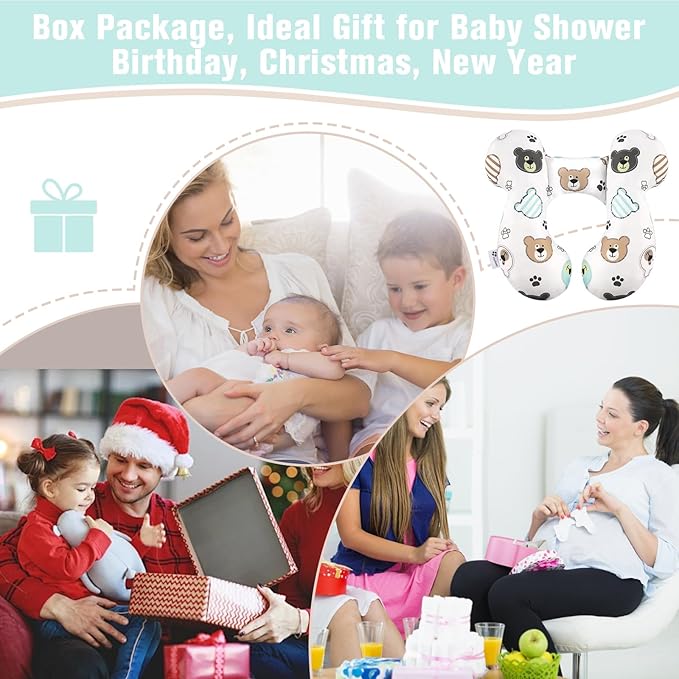 vocheer Baby Travel Pillow(Upgraded), Head and Neck Support Pillow for Pushchair, Car Seat,Stroller, Bouncer, Cotton(Bear)