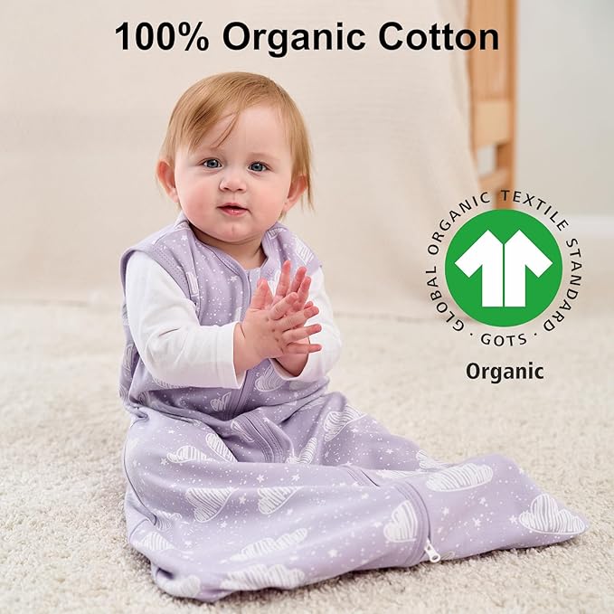 Yoofoss Baby Sleep Sack 0-6 Months Baby Wearable Blanket 100% Cotton 2-Way Zipper TOG 0.5 Toddler Sleeping Sack 3 Pack, Lightweight Sleep Sacks for Babies(Small)