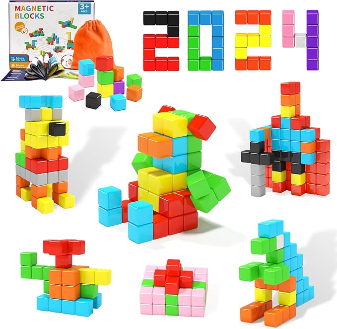 40pcs Magnetic Blocks for Toddler Toys, Magnetic Cubes Building Blocks Classroom Must Haves, STEM Preschool Sensory Magnet Toys for 3 4 5 6 Year Old Boys and Girls