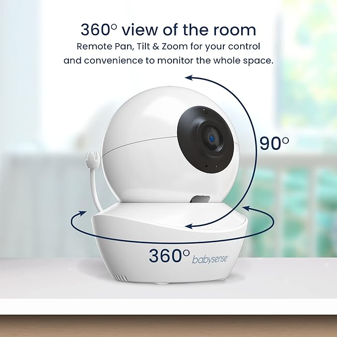 Babysense Baby Monitor with 2 Cameras and Audio 4.3", Non Wifi Baby Monitor, Dual Split Screen, Portable Double Sleep Video Monitoring, Auto Night Vision & Light, Lullabies & White Noise Two-Way Audio