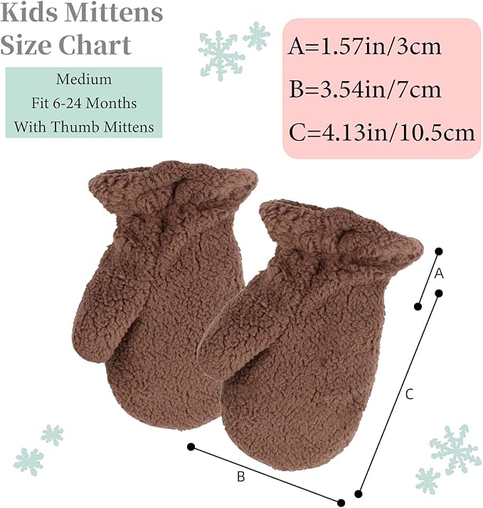 Zsedrut Baby Boys Winter Glove Warm Toddler Infant Girls Mittens Fleece Lined Gloves 1-7 Years