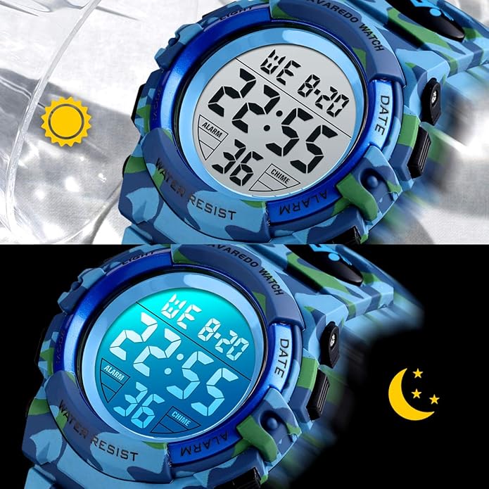 Kids Watch,Boys Watch for 3-15 Year Old Boys,Digital Sport Outdoor Multifunctional Chronograph LED 50 M Waterproof Alarm Calendar Analog Watch for Children with Silicone Band,Kids Gift