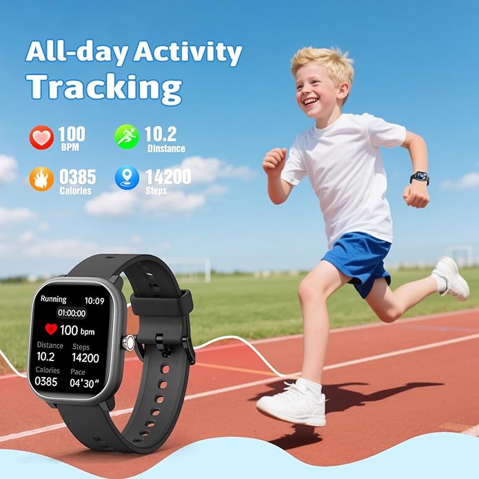 Smart Watch for Kids Girls Boys No APP/Phone Needed, 1.8" IP68 Waterproof Sport Kids Watch Pedometer, Heart Rate, Sleep Monitor, Step Counter, 12 Puzzle Games for Girls Boys Teens 6-16
