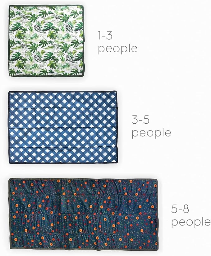 Little Unicorn 5'x7' Outdoor Family Picnic & Beach Blanket | Durable & Water-Resistant Fabric | Compact Fold & Easily Wipes Clean | Zipper Pocket (Shoreline Stripe)