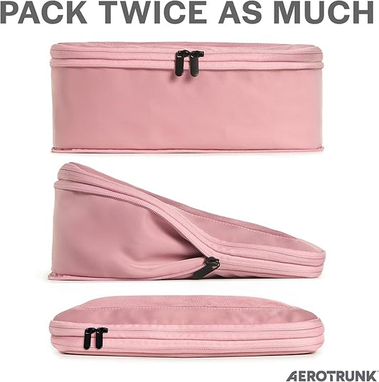 Compression Packing Cubes for Travel - Luggage Organizer Bags - Double Zipper Packing Cubes for Suitcases (6-Pack, Rose)