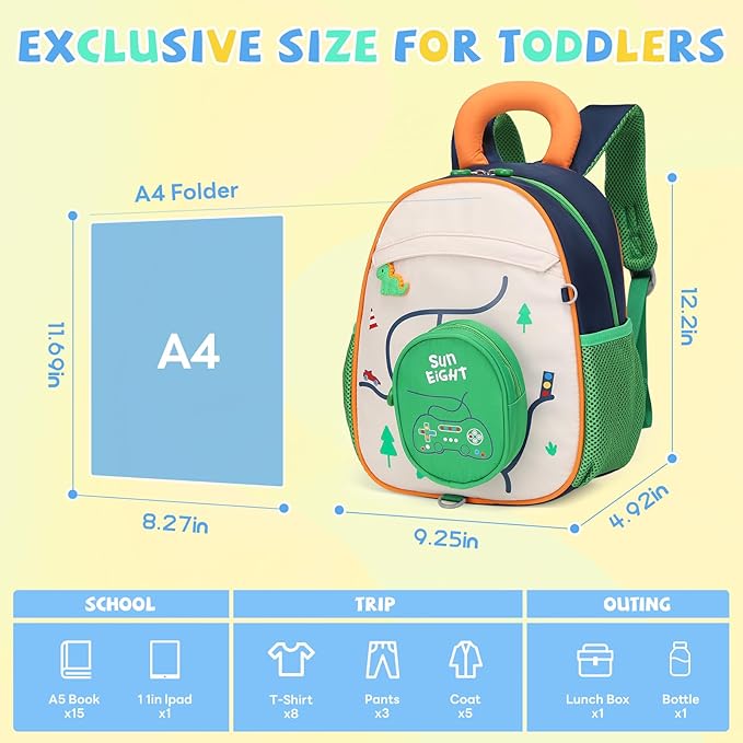 SUN EIGHT Kids Backpack with Plush Toy β Cute & Durable School Bag for Toddlers and Kindergarten