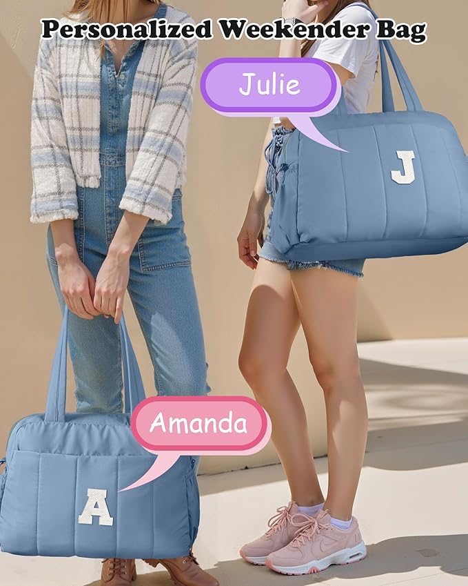 Women Birthday Gifts-Initial Duffle Bag, Yoga Bags for Women,Overnight Bag with Wet Pocket,Lightweight Work Bags Personalized Gym Tote with Makeup Pouch