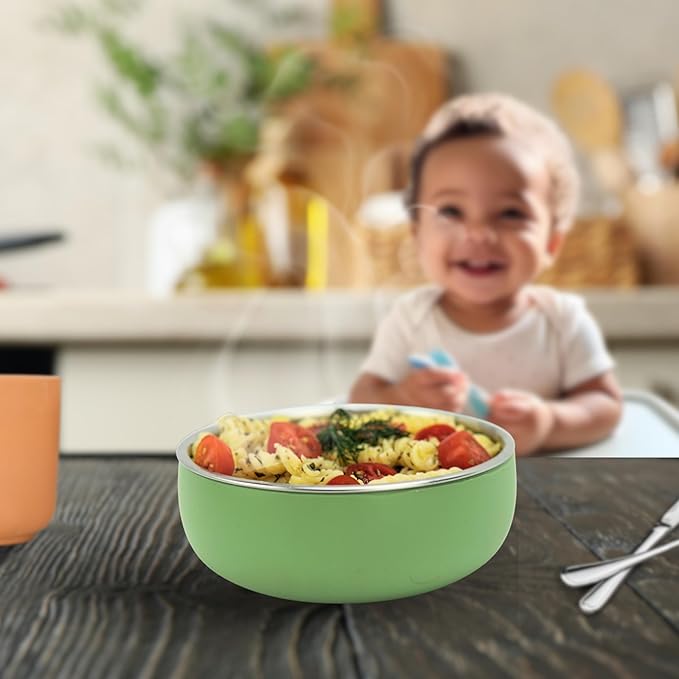 Monkey Proof™ Non-Toxic Stainless Steel Child Bowl 5” with Non-Slip Silicone Shell, (Set of 4 bowls) Unbreakable, Mess Free Feeding for Babies, Toddlers, Kids, BPA free (Arizona)