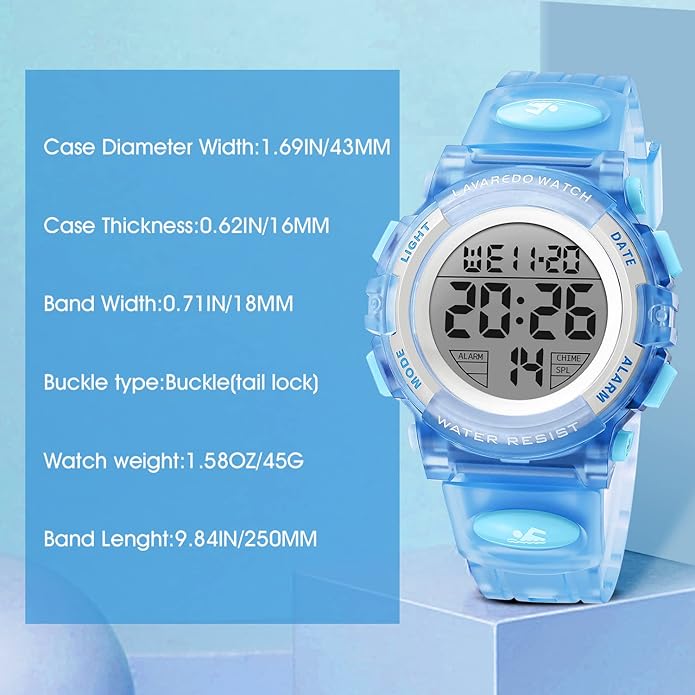 Kids Watch,Boys Watch for 3-15 Year Old Boys,Digital Sport Outdoor Multifunctional Chronograph LED 50 M Waterproof Alarm Calendar Analog Watch for Children with Silicone Band,Kids Gift