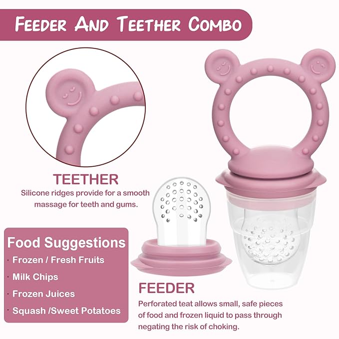 WAJIAYON Baby Breastmilk Popsicle Molds & Baby Fruit Feeder, Infant Food Freezer Tray Storage Containers, Silicone Teething Pacifier Feeder and Teether for Babies,Shower Gifts for Boys and Girls