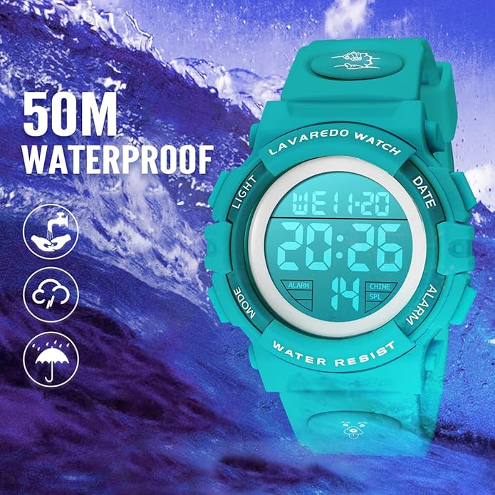 Kids Watch,Boys Watch for 3-15 Year Old Boys,Digital Sport Outdoor Multifunctional Chronograph LED 50 M Waterproof Alarm Calendar Analog Watch for Children with Silicone Band,Kids Gift