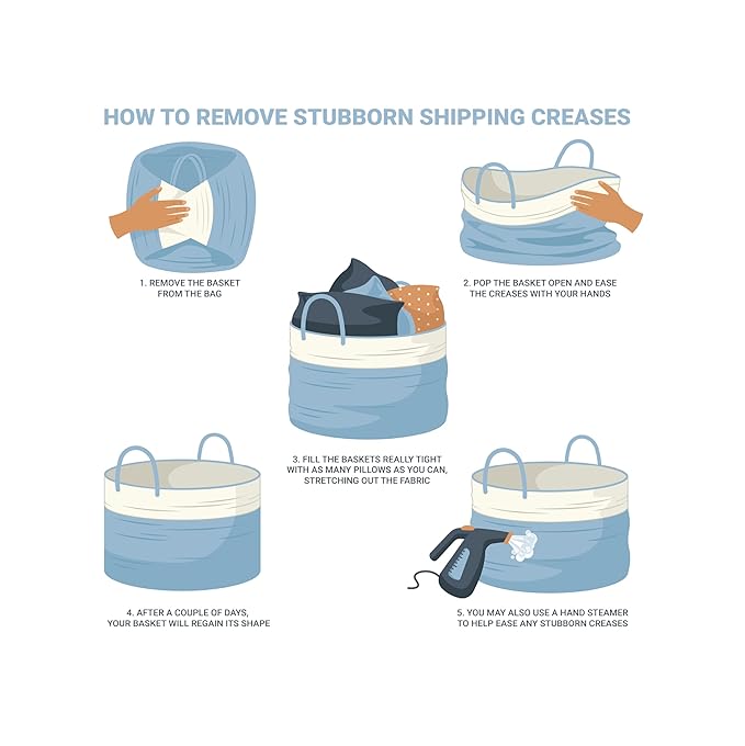 OrganiHaus Boho Woven Basket for Blankets and Laundry, Decorative Large Storage Bin for Living Room, Nursery Basket for Toys & Clothes, Soft Cotton Rope with Handles 20x13 inches - Off-White/Honey