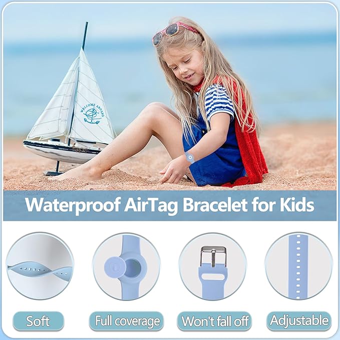 Waterproof Bracelet for AirTag Kids, Personalized Initial Letter Hidden Holder Compatible with Air Tag, Silicone Case for Airtag Adjustable Anti-Lost GPS Tracker for Toddler Child Elder, O