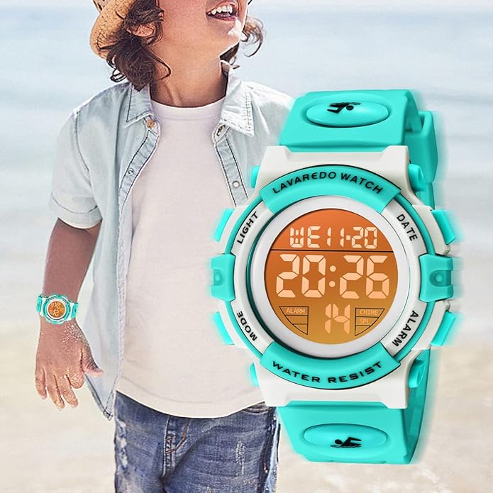 Kids Watch,Boys Watch for 3-15 Year Old Boys,Digital Sport Outdoor Multifunctional Chronograph LED 50 M Waterproof Alarm Calendar Analog Watch for Children with Silicone Band,Kids Gift