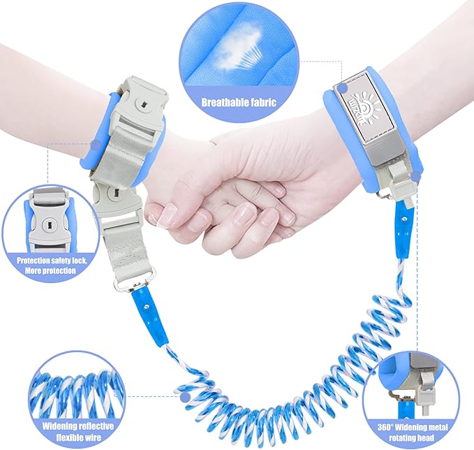 Toddler Leash for Walking, Toddler Safety Harnesses Leashes, Safety Harness with Lock for Kids, Anti Lost Wrist Link for Toddlers ,Upgrade with Reflective Tape Liner(6.5ft)for Kids