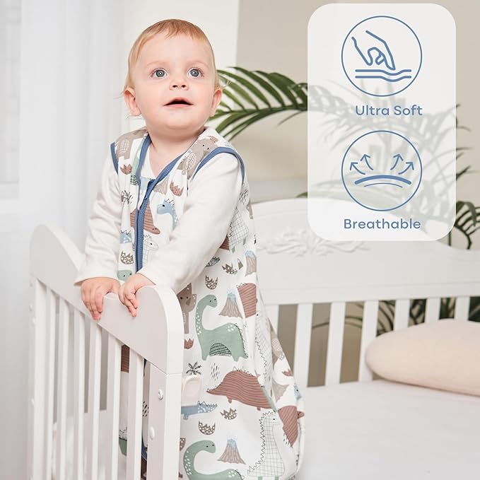 Yoofoss Baby Sleep Sack 6-12 Months Baby Wearable Blanket 100% Organic Cotton 2-Way Zipper TOG 0.5 Toddler Sleeping Sack Lightweight Sleep Sacks for Babies(Medium)