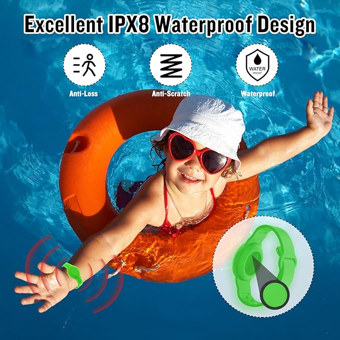 2 Pack Waterproof AirTag Bracelet for Kids, Hidden Silicone Wristband for AirTag, GPS Tracker Case for Air Tag Holder Strap Band for Child Toddler, Secure Anti-Loss Protection(Luminous)