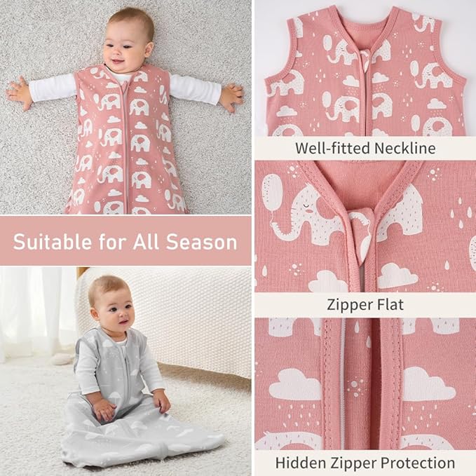 Yoofoss Baby Sleep Sack 18-24 Months Wearable Blanket for Babies 100% Organic Cotton 2-Way Zipper TOG 0.5 Toddler Sleeping Sack 3 Pack, Comfy Lightweight Sleep Sacks