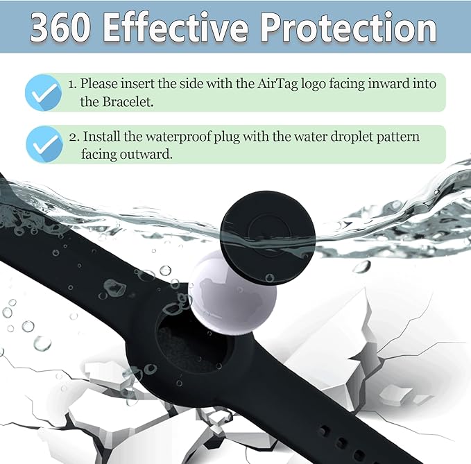 Waterproof Bracelet for AirTag Kids, Personalized Initial Letter Hidden Holder Compatible with Air Tag, Silicone Case for Airtag Adjustable Anti-Lost GPS Tracker for Toddler Child Elder, O
