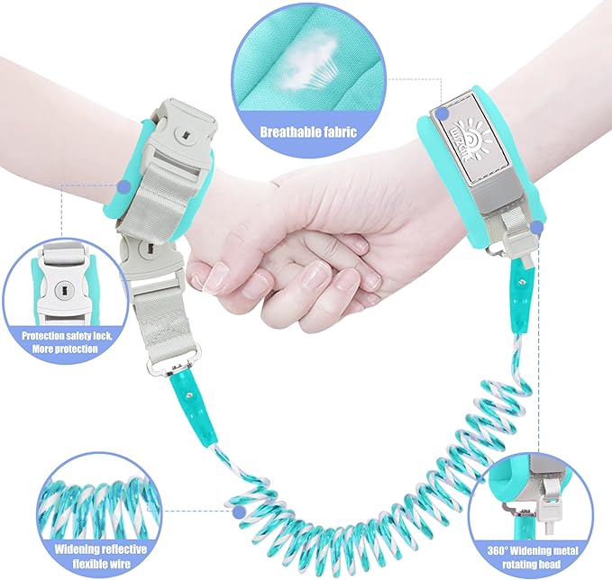 Toddler Leash for Walking, Toddler Safety Harnesses Leashes, Safety Harness with Lock for Kids, Anti Lost Wrist Link for Toddlers ,Upgrade with Reflective Tape Liner(6.5ft)for Kids