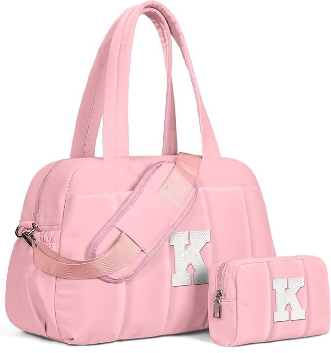 Gifts for Teenagers-Duffle Bag for Travel, Weekender Bags for Women,Initial Overnight Bag with Wet Pocket,Lightweight Travel Bags Personalized Gym Tote with Makeup Pouch