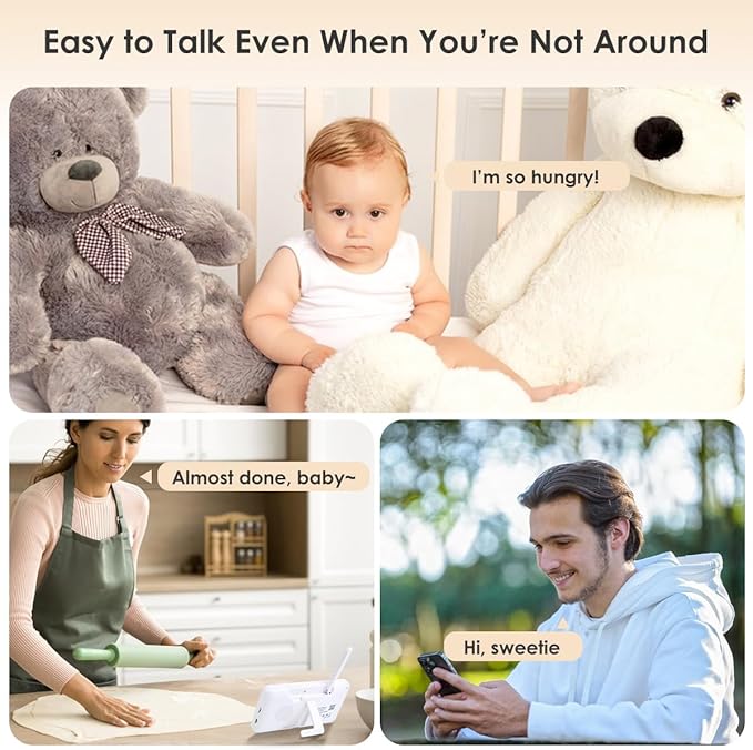Baby Monitor with Camera and Audio, Split-Screen 1080P 2 Baby Cameras Lullabies WiFi Smartphone App Control Night Vision 4.3” Screen 2-Way Talk Temp&Humidity Sensor Motion & Cry Detection iOS/Android
