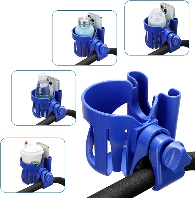 Accmor Universal Cup Holder, Stroller Cup Holder with Phone Holder, 360° Rotatable Large Caliber Designed Bottle Holder for Stroller, Bike, Wheelchair, Walker, Scooter