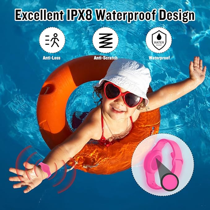 2 Pack Waterproof AirTag Bracelet for Kids, Hidden Silicone Wristband for AirTag, GPS Tracker Case for Air Tag Holder Strap Band for Child Toddler, Secure Anti-Loss Protection(Luminous)