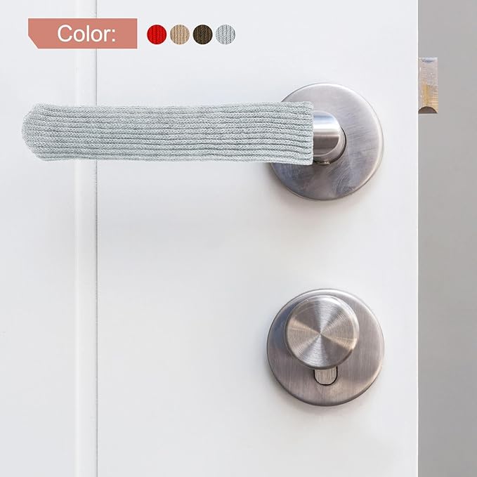 uxcell 6Pcs Door Handle Covers, Knitted Anti-Scald Door Knob Protector Door Knob Cover for Hot Doors and Cold Doors, Red