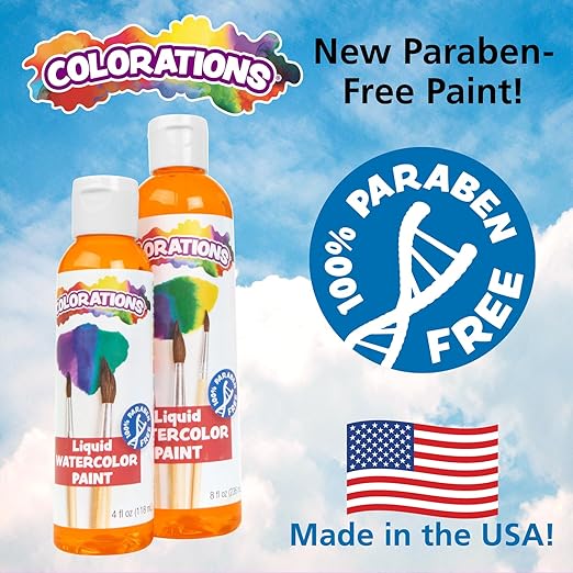 Colorations Classic Colors Liquid Watercolor Paint, Art Supplies, Set of 13 - 8oz Bottles in Vibrant Colors, Classroom Projects, Non-Toxic, Easy Wash, School, Craft Supply, - Made in the USA